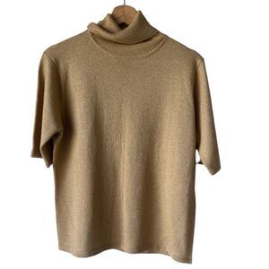 Women’s Vintage Short Sleeve Top villager Liz Claiborne mustard neck top gold L.